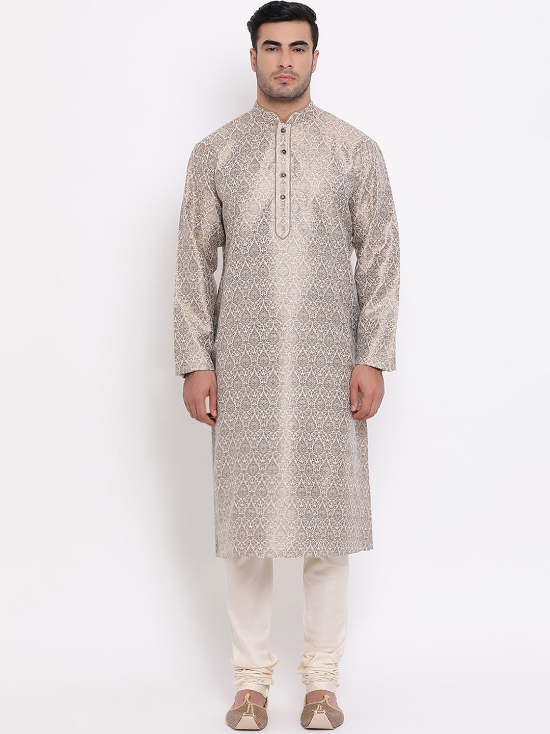 

ZOIS Men Thread Work Kurta, Beige