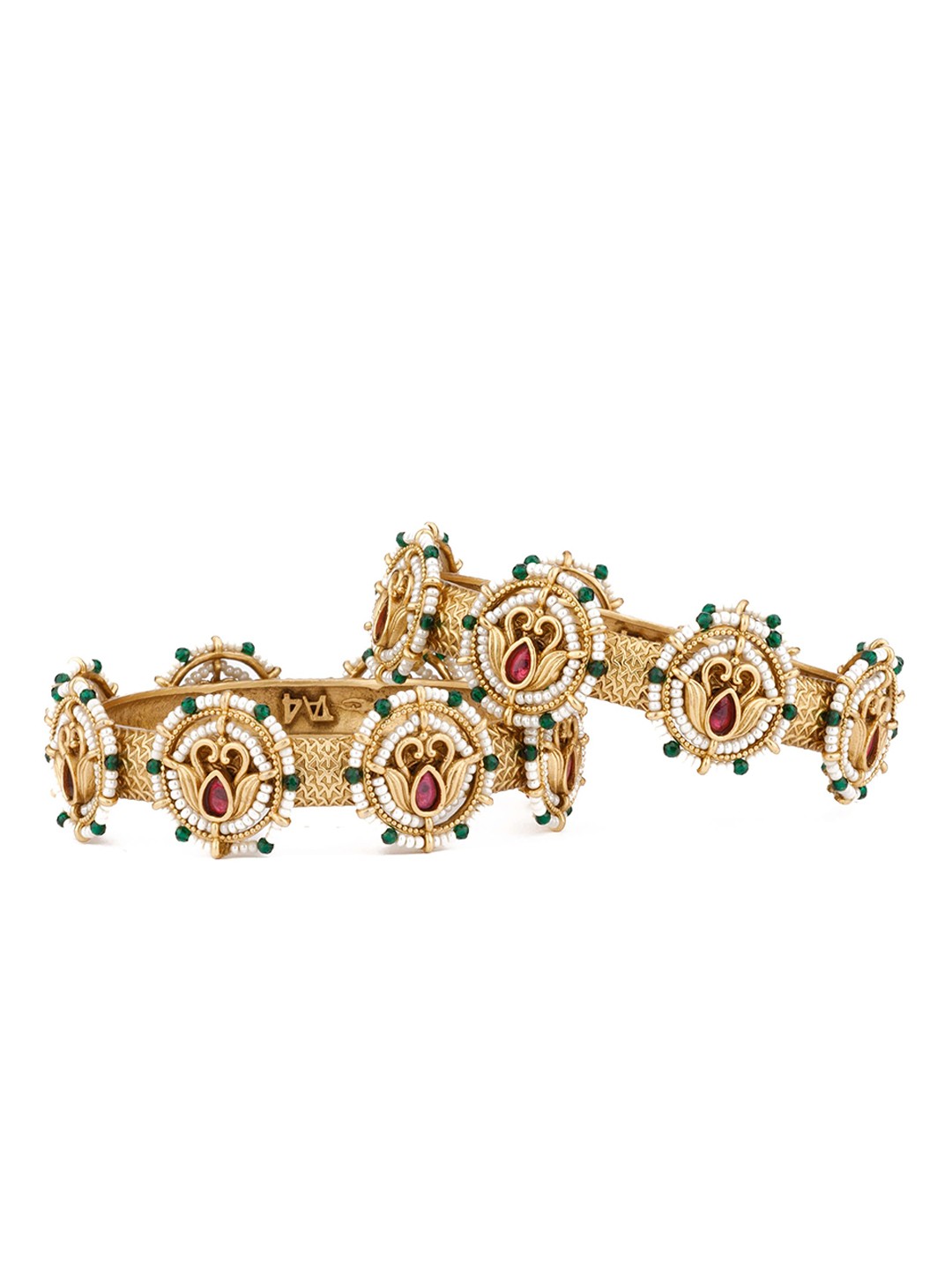 

Vivinia by Vidhi Set Of 2 Gold-Plated Kundan-Studded & Beaded Bangles