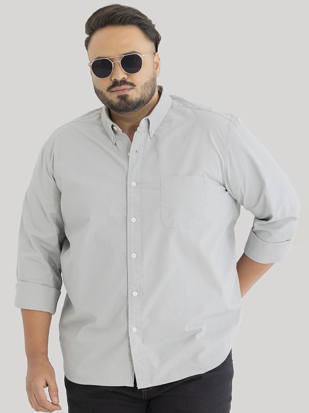 

Snitch Men Plus Size Smart Slim Fit Opaque Formal Shirt, Grey