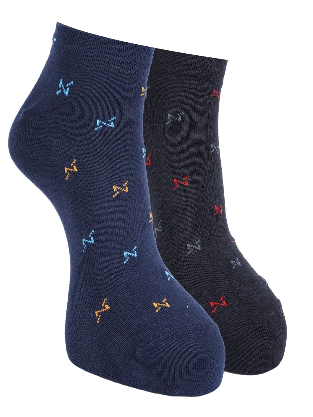 

Force NXT Men Pack Of 2 Printed Cotton Ankle-Length Socks, Navy blue