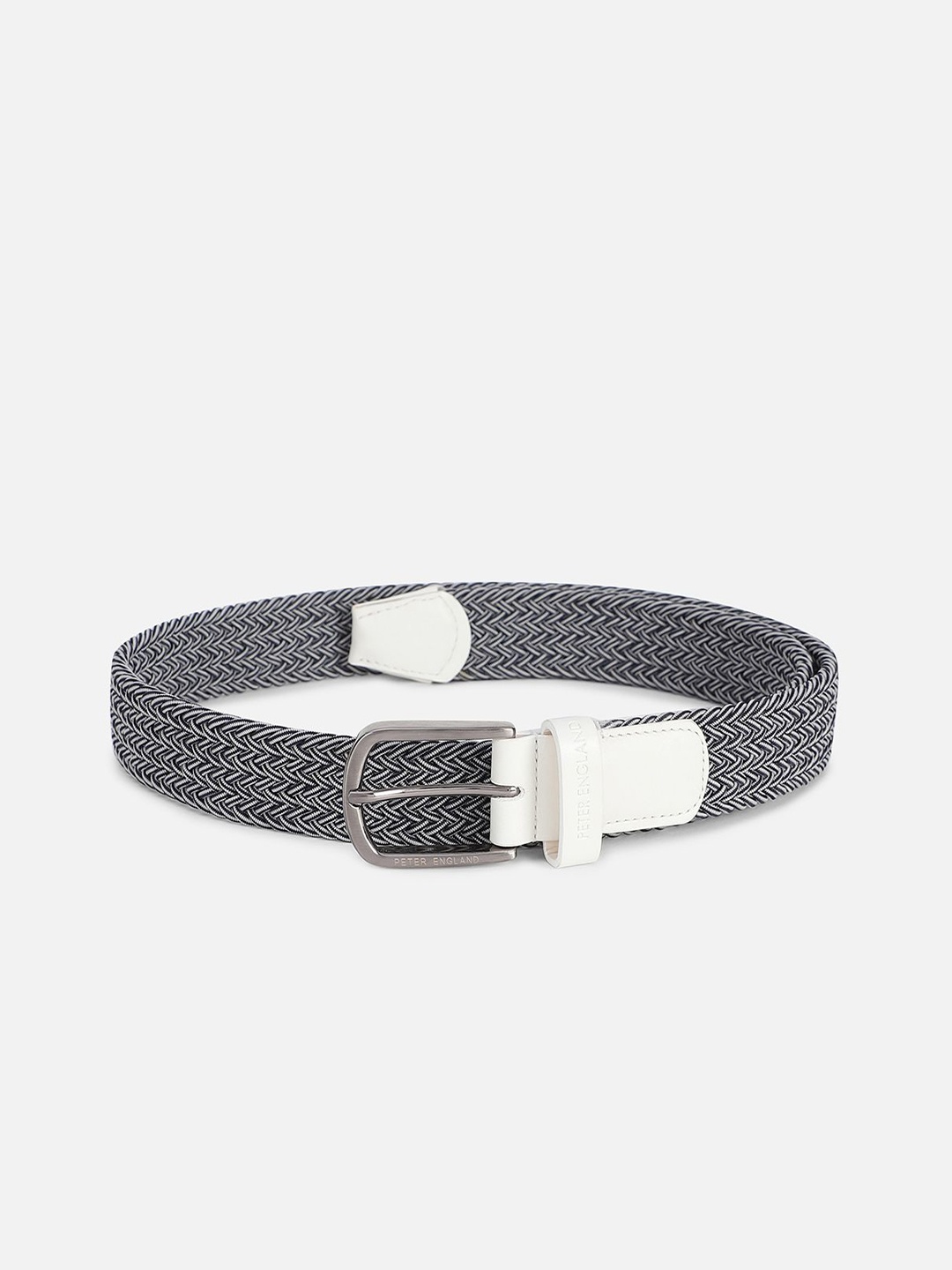 

Peter England Men Braided Leather Belt, Grey