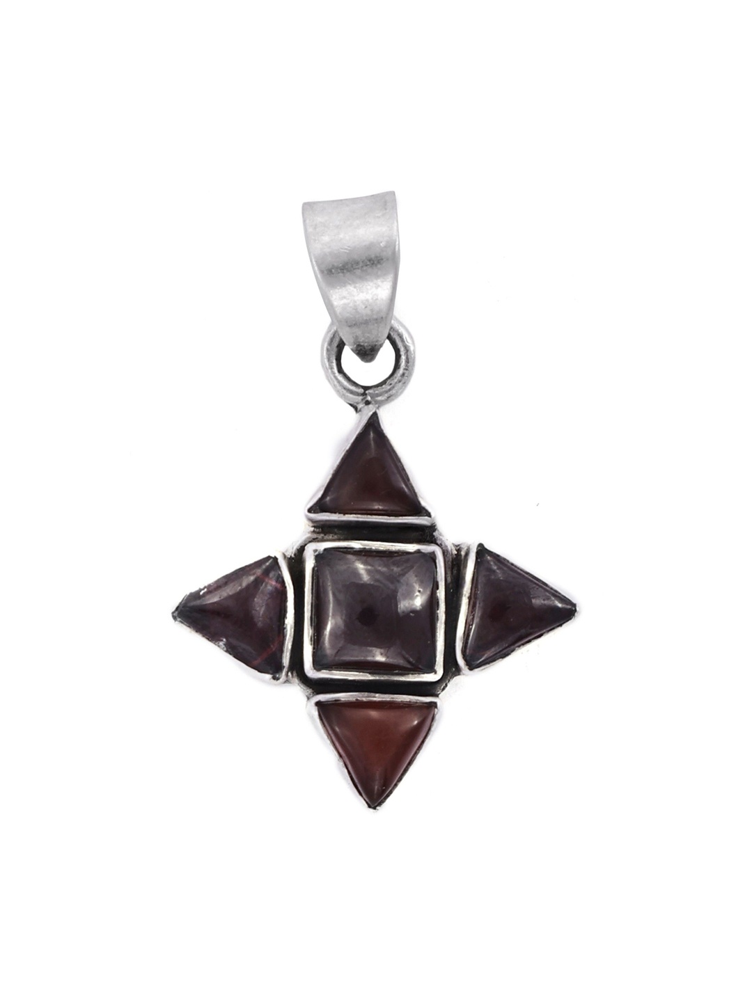 

Exotic India Garnet Stone Sterling Silver Pendant, Red