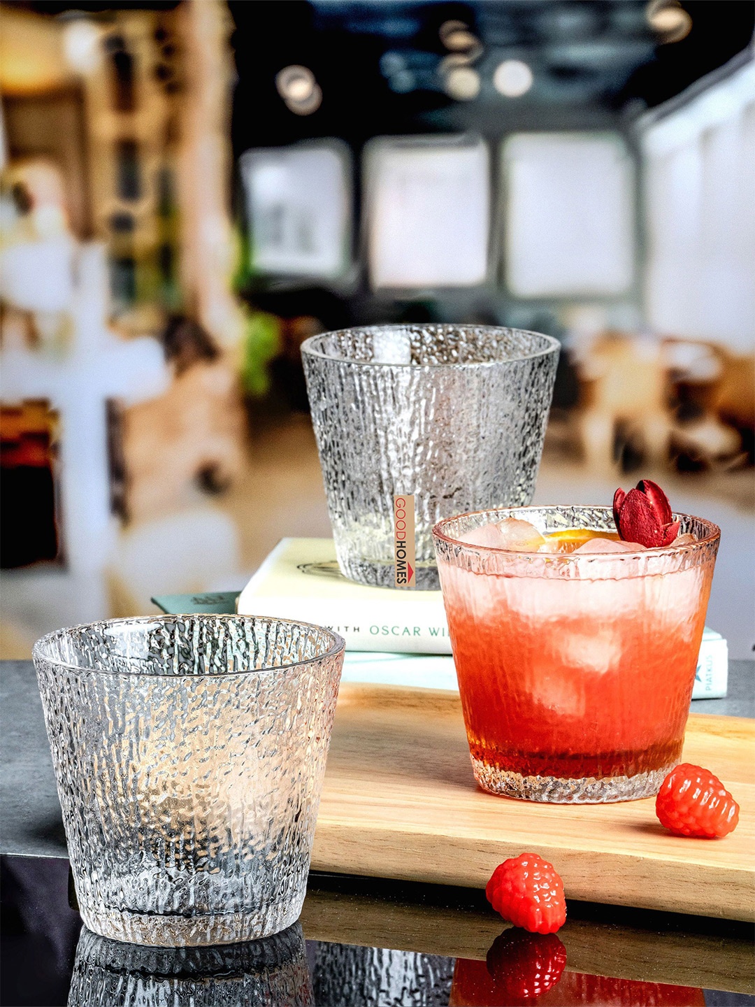 

GOODHOMES Set Of 6 Textured Transparent Juice Glass Tumbler set - 290ml