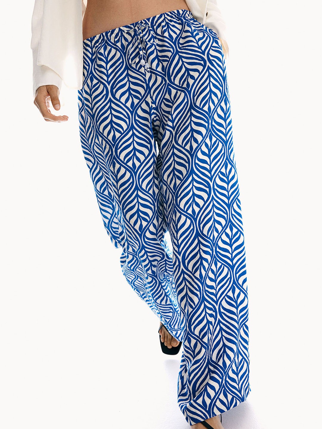 

H&M Wide pull-On Trousers, Blue