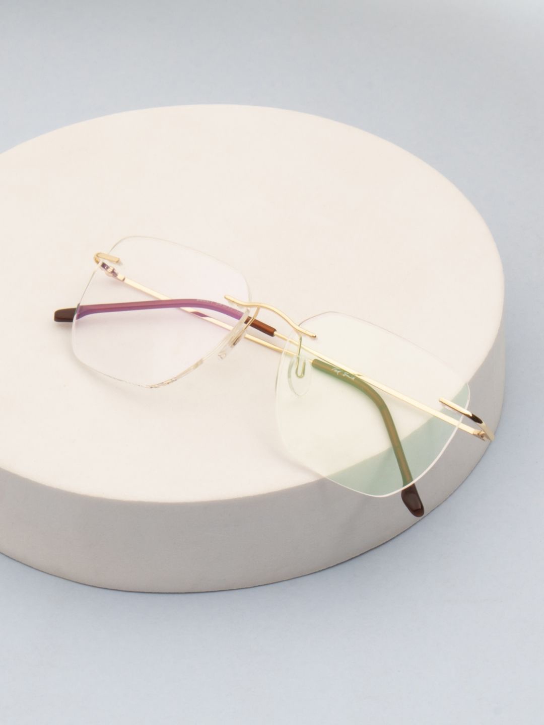 

Ted Smith Unisex Rimless Wayfarer Frames, Gold