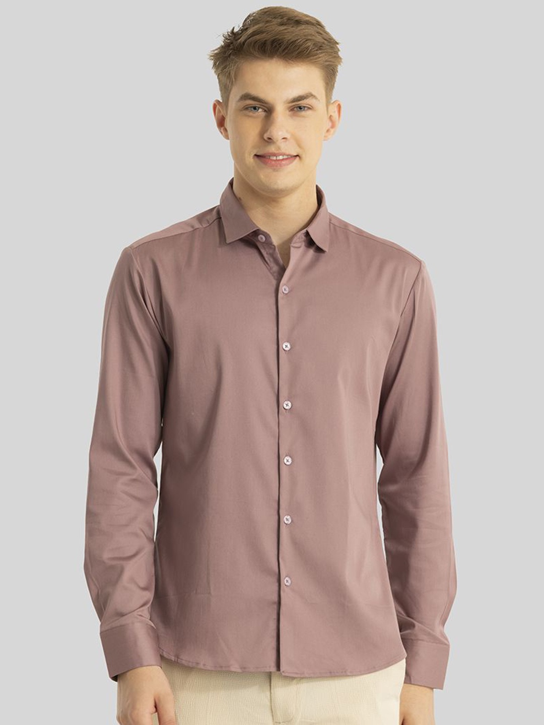 

Snitch Men Smart Slim Fit Opaque Formal Shirt, Mauve