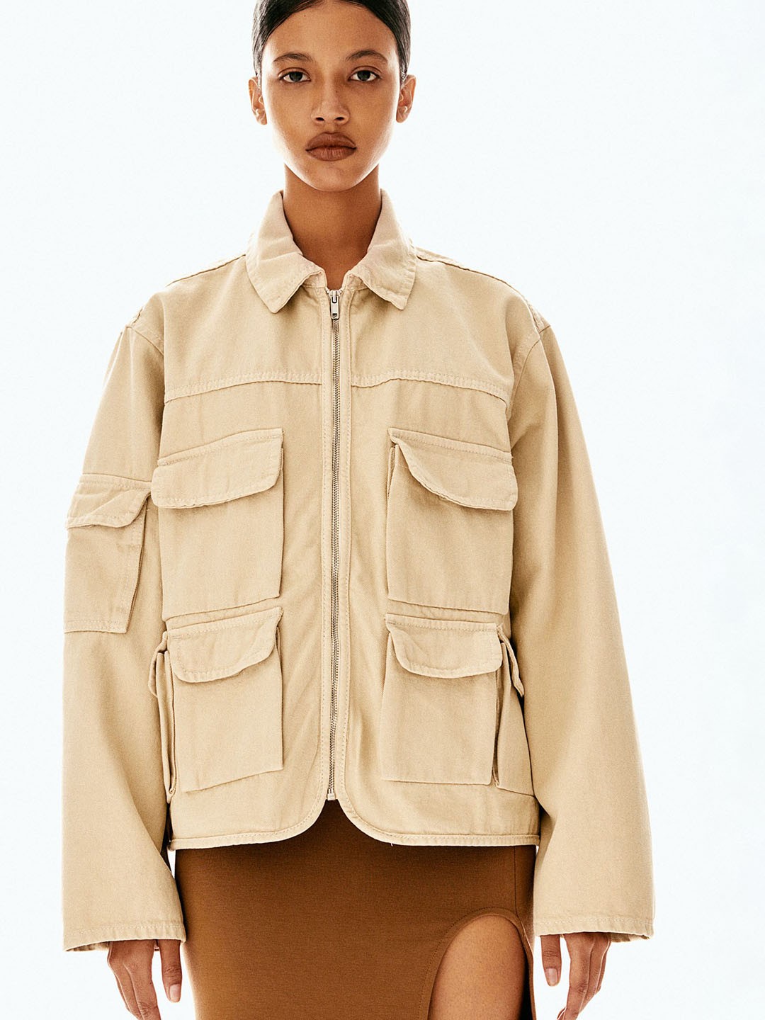 

H&M Denim Utility Jacket, Beige