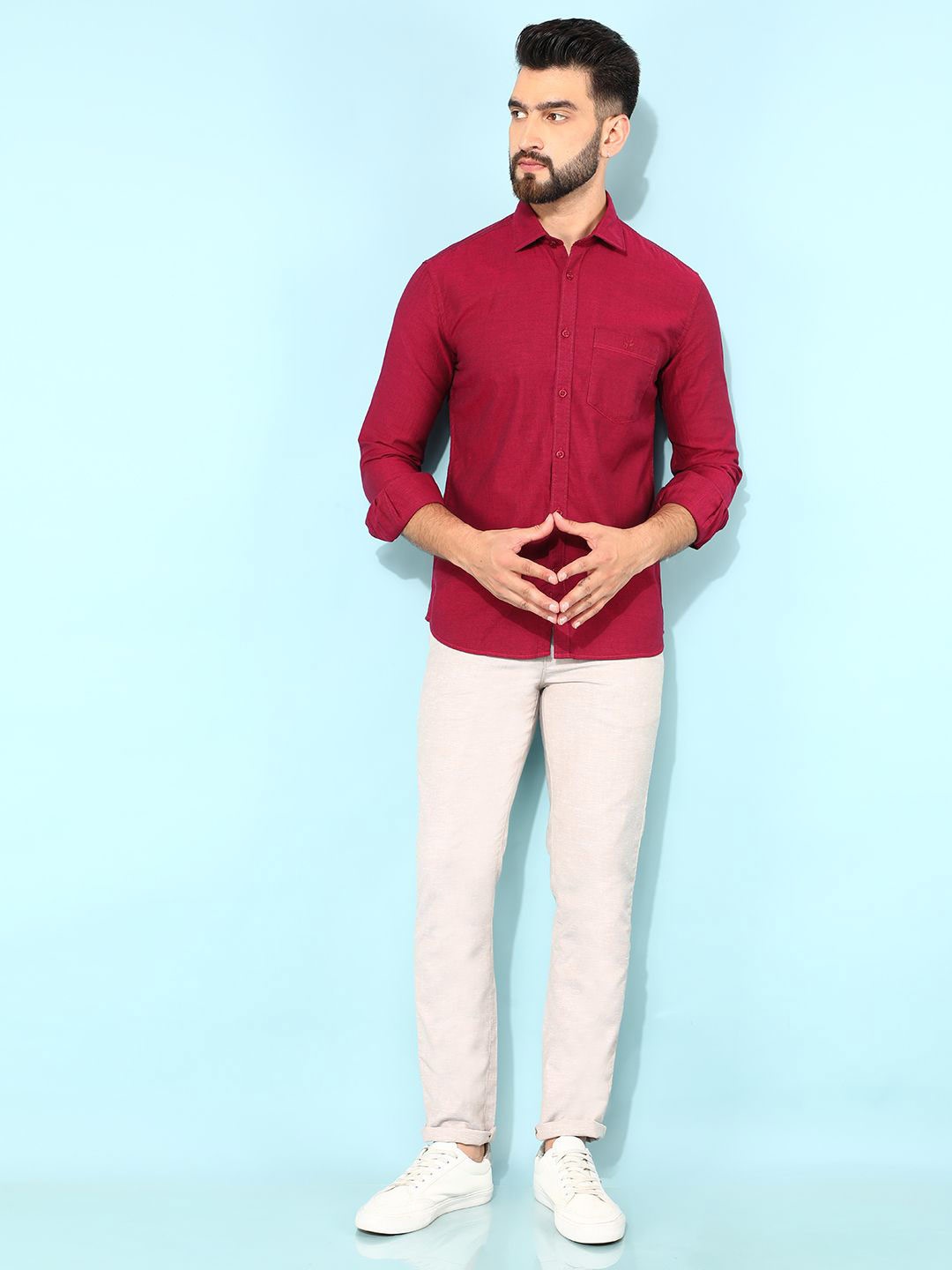 

Crimsoune Club Men Classic Slim Fit Casual Shirt, Maroon