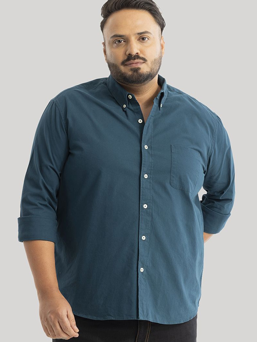 

Snitch Men Plus Size Smart Slim Fit Opaque Formal Shirt, Teal