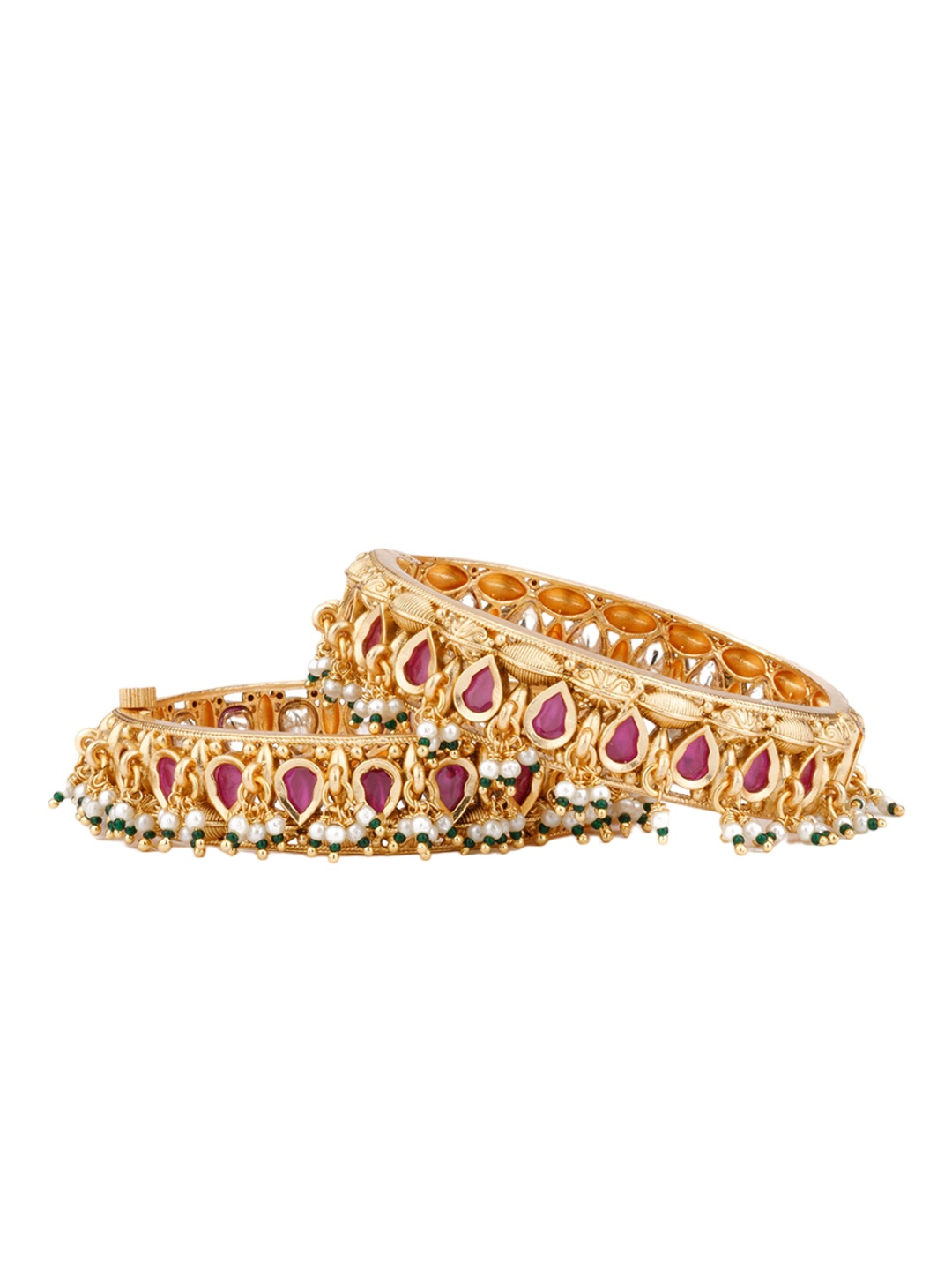 

Vivinia by Vidhi Set Of 2 Gold-Plated Stone-Studded & Beaded Bangles