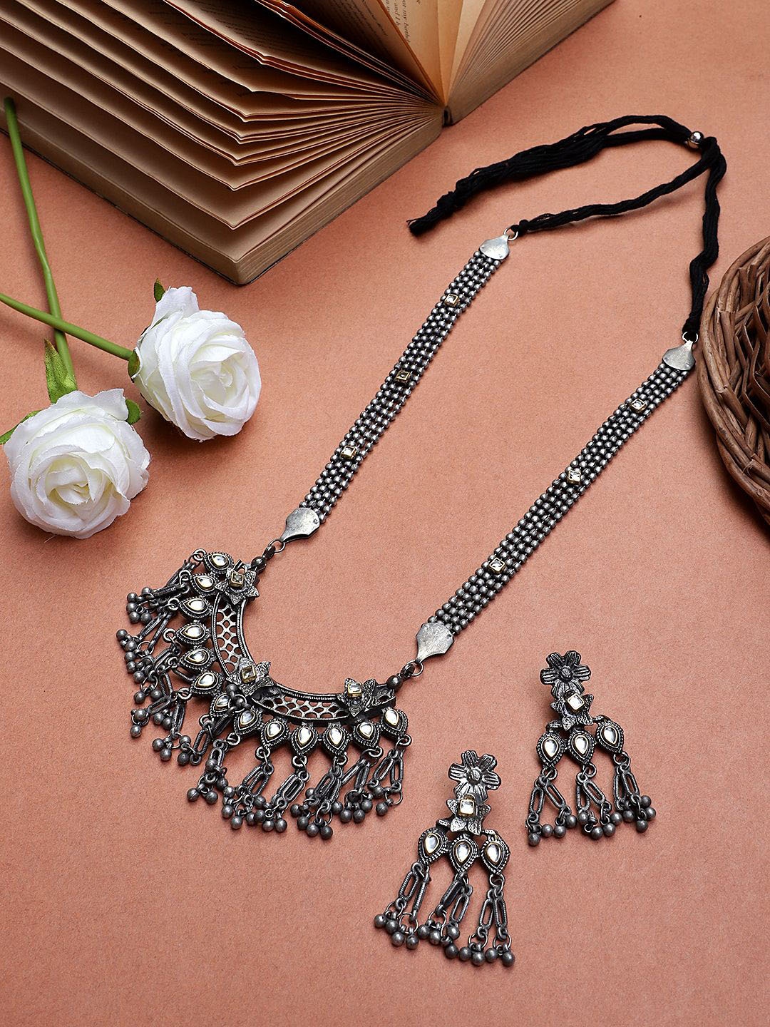 

CARDINAL Silver-Plated Stone-Studded Jewellery Set