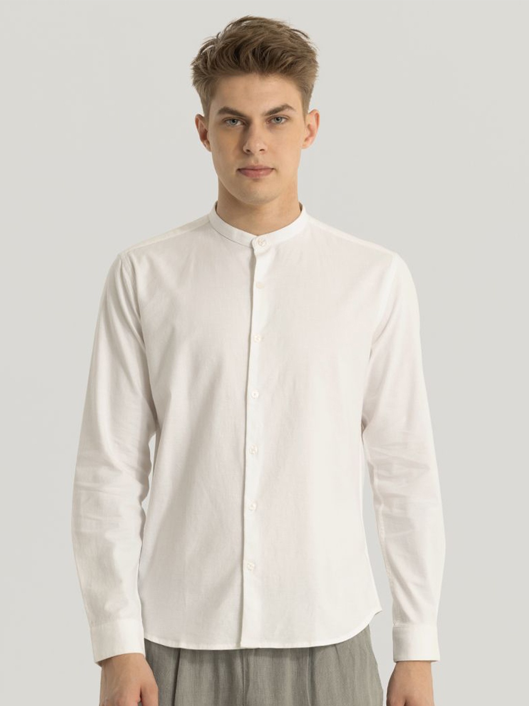 

Snitch Men Smart Slim Fit Opaque Casual Shirt, Off white