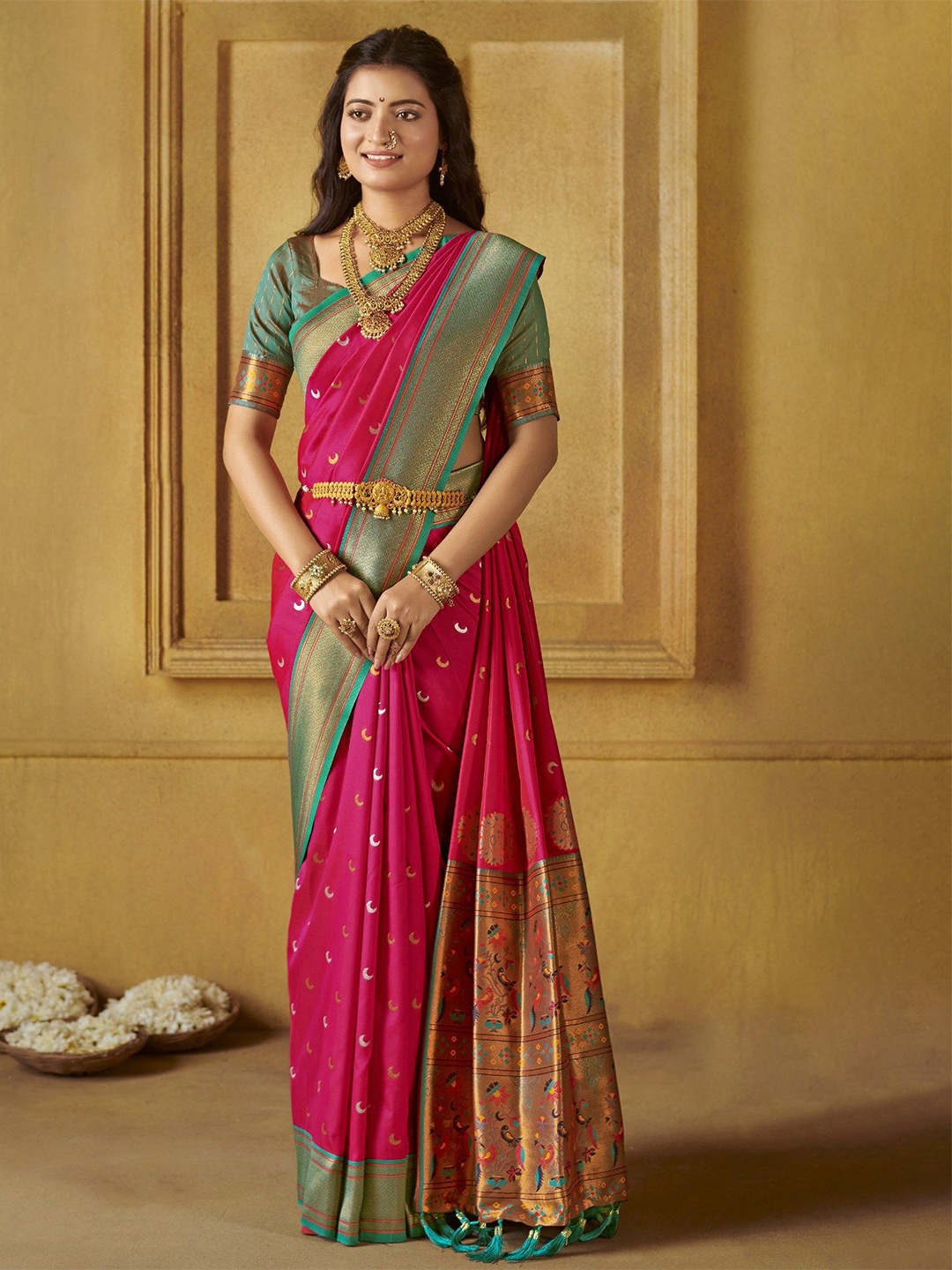 

MySilkLove Woven Design Zari Paithani Saree, Pink