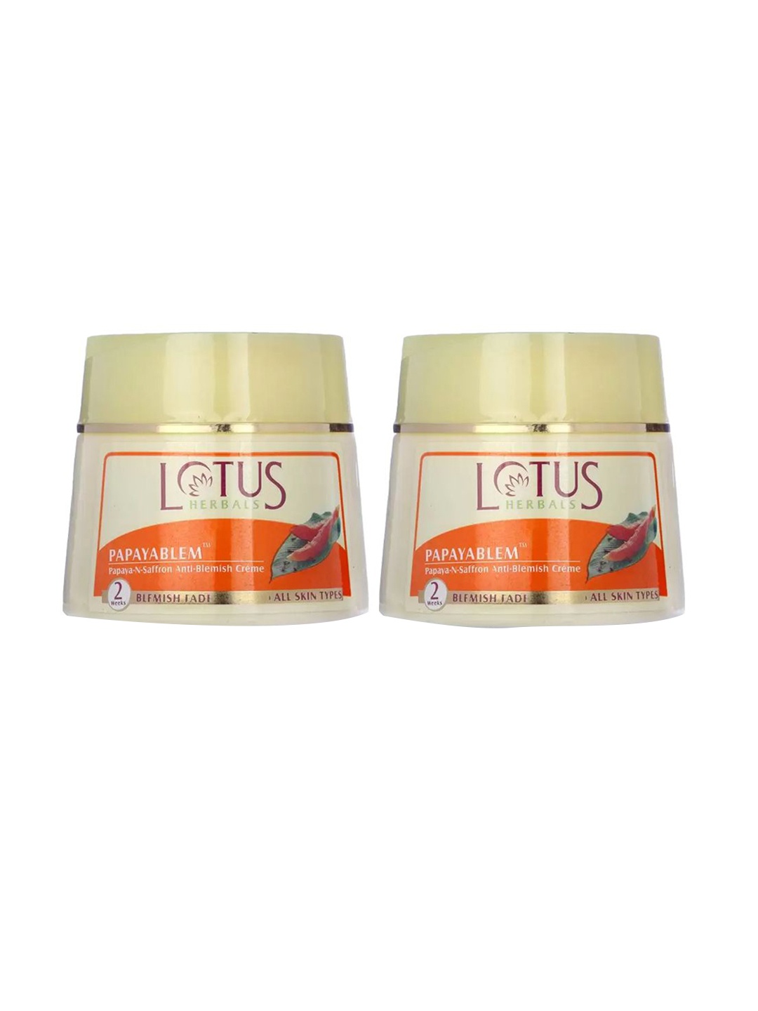 

Lotus Herbals Set Of 2 Papayablem Papaya-N-Saffron Anti-Blemish Night Cream - 250gm Each