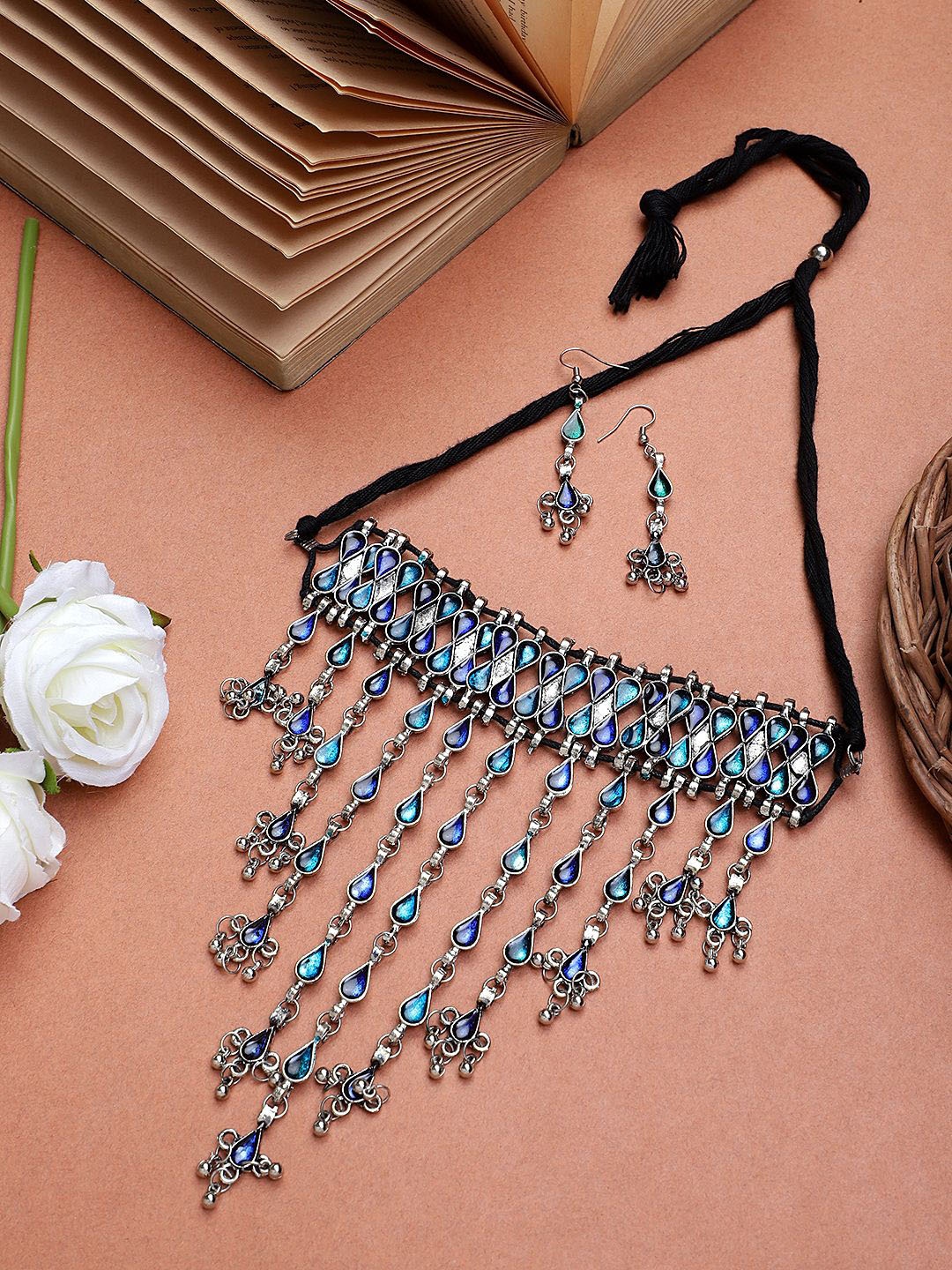 

CARDINAL Silver-Plated Stone-Studded Jewellery Set