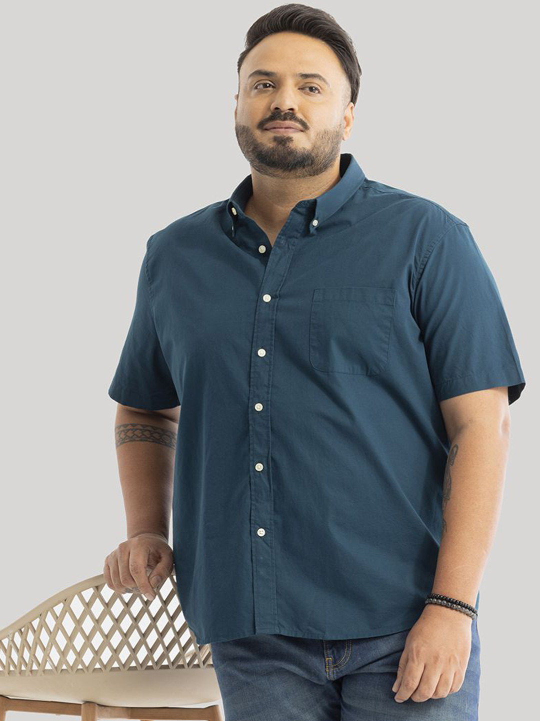 

Snitch Men Plus Size Smart Slim Fit Opaque Casual Shirt, Teal