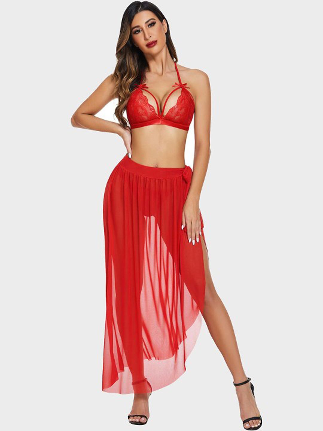 

Xivir Halter Neck Baby Doll, Red