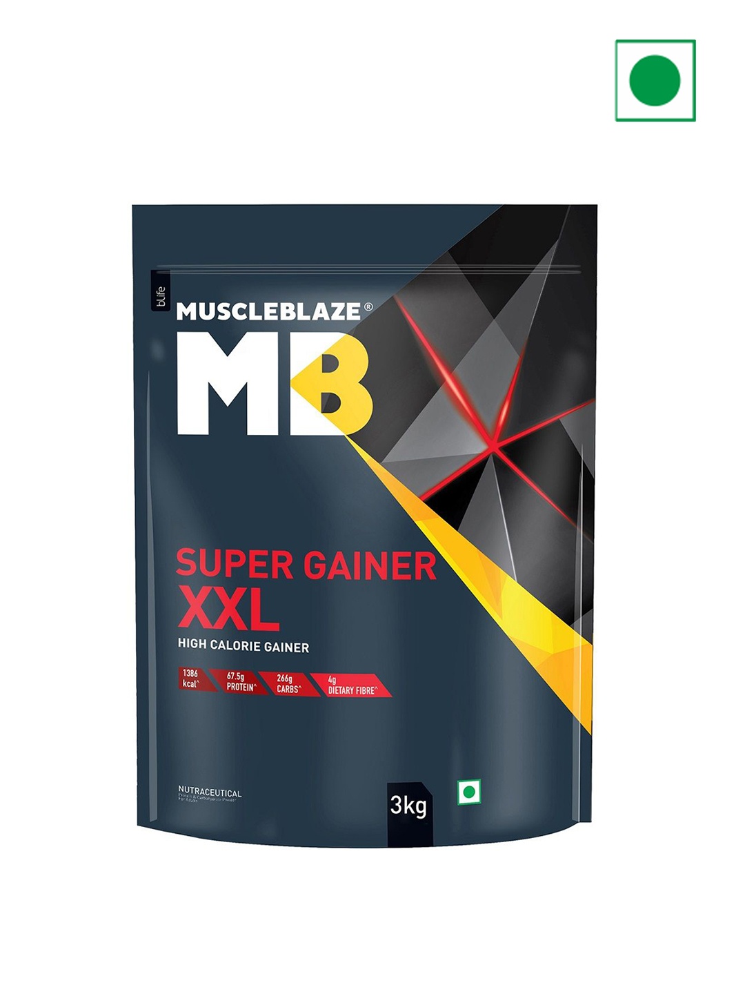 

MuscleBlaze Choco Caramel Flavoured Super Gainer XXL Powder - 3 Kg, Blue