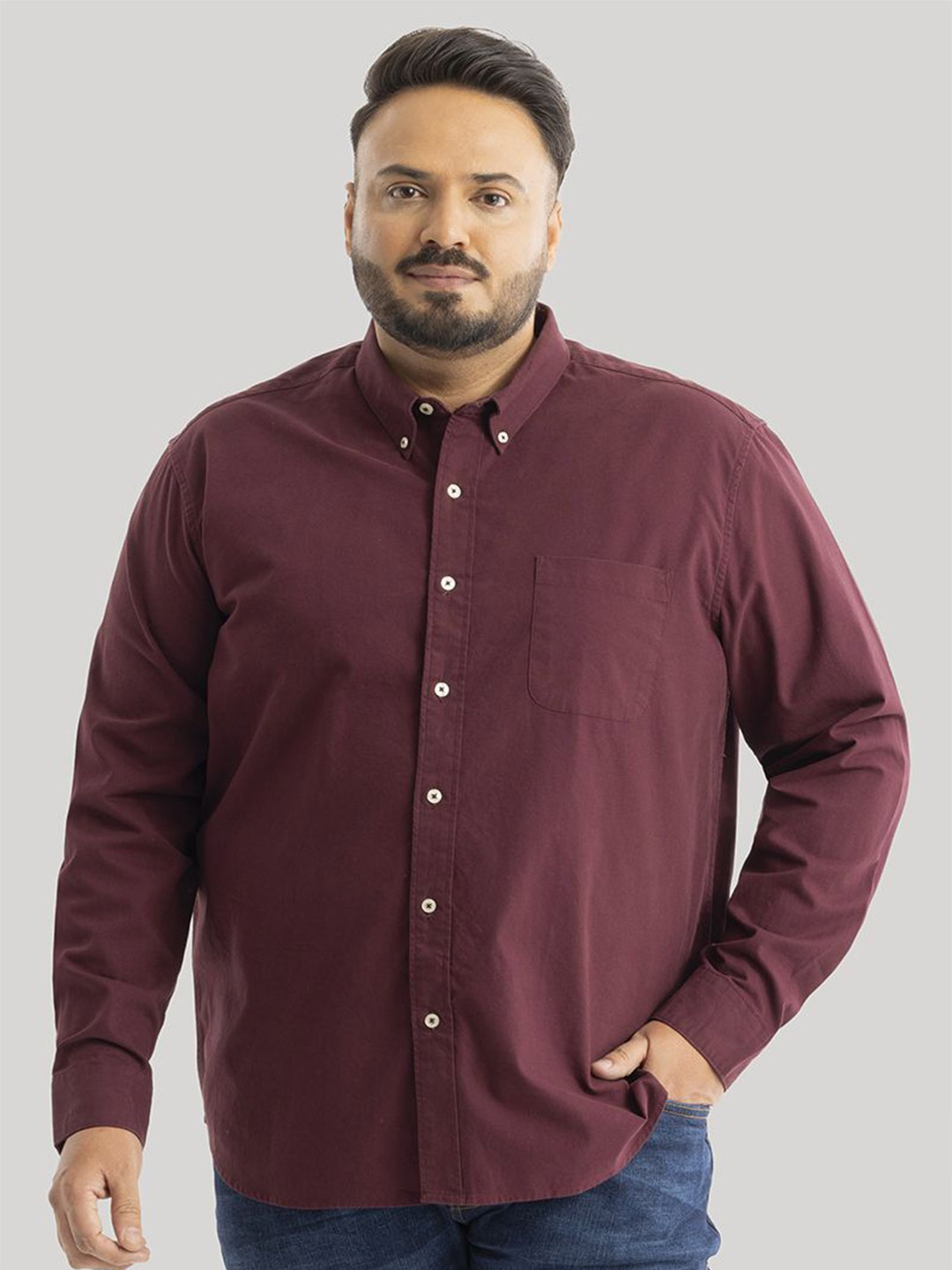 

Snitch Men Plus Size Smart Slim Fit Opaque Formal Shirt, Maroon