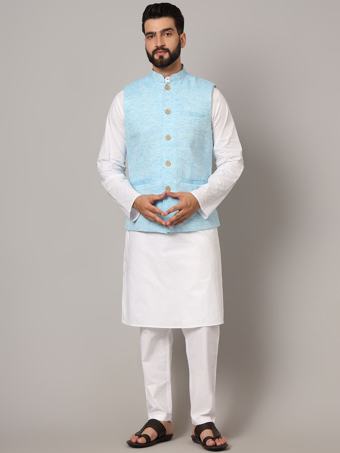 

Latest Chikan Garments Self Design Nehru Jackets, Blue