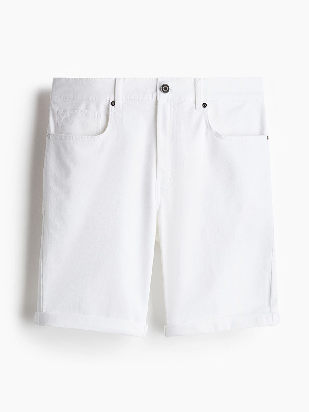 

H&M Slim Fit Cotton Twill Shorts, White