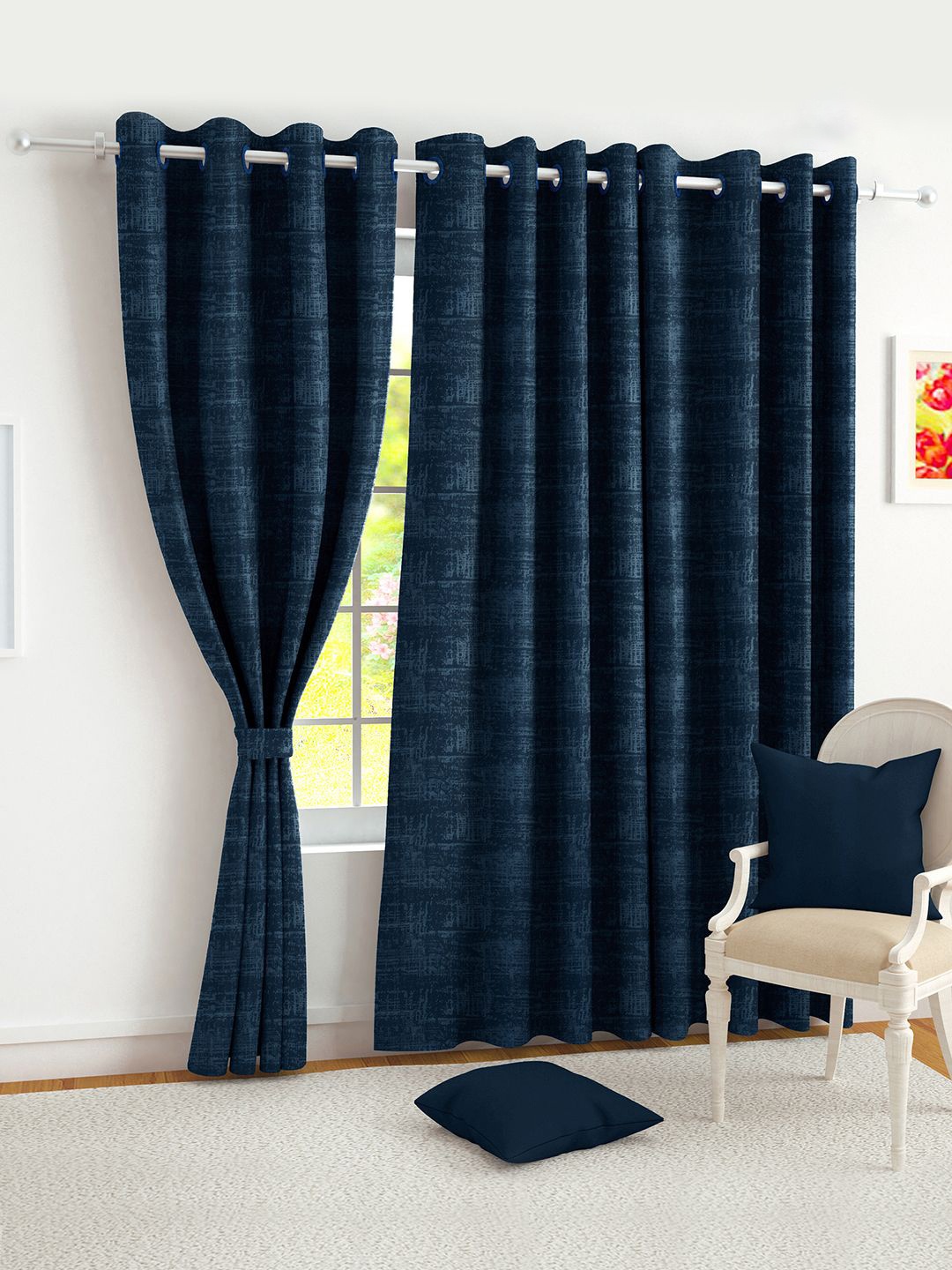 

Story@home Blue Set of 2 Black Out Long Door Curtain