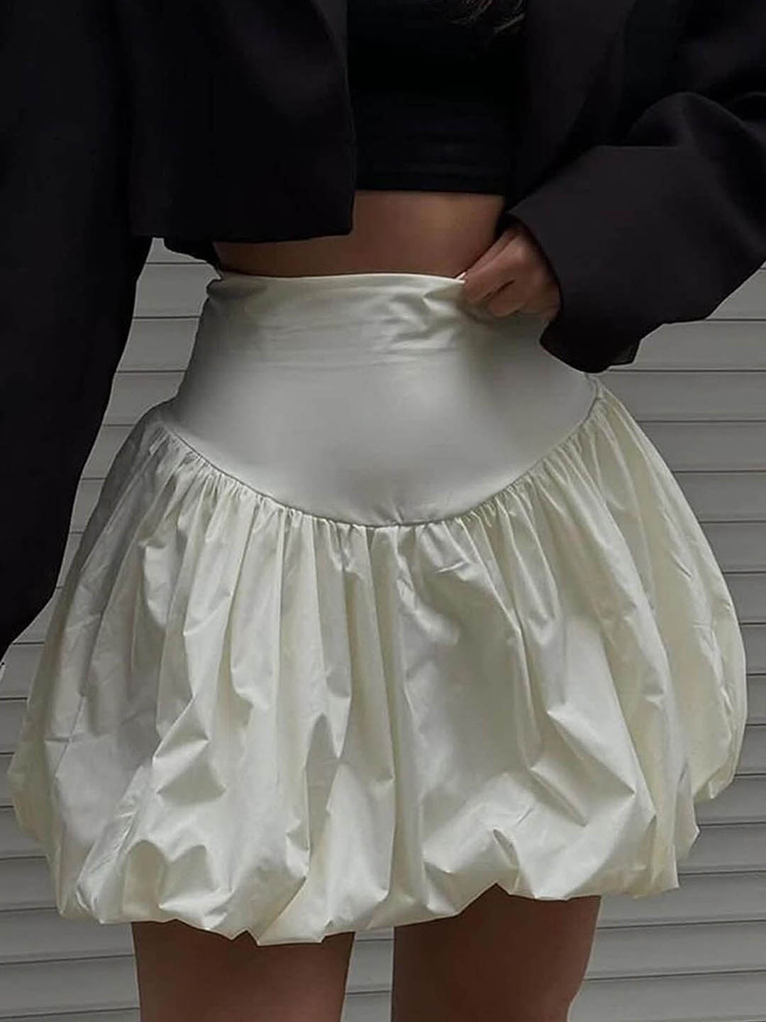 

LULU & SKY High-Waist Mini Bubble Skirt, White