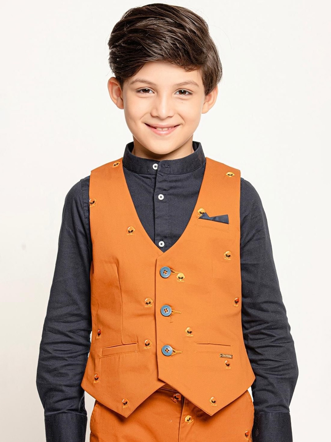 

One Friday Kids Boys V-Neck Waist Coat, Rust