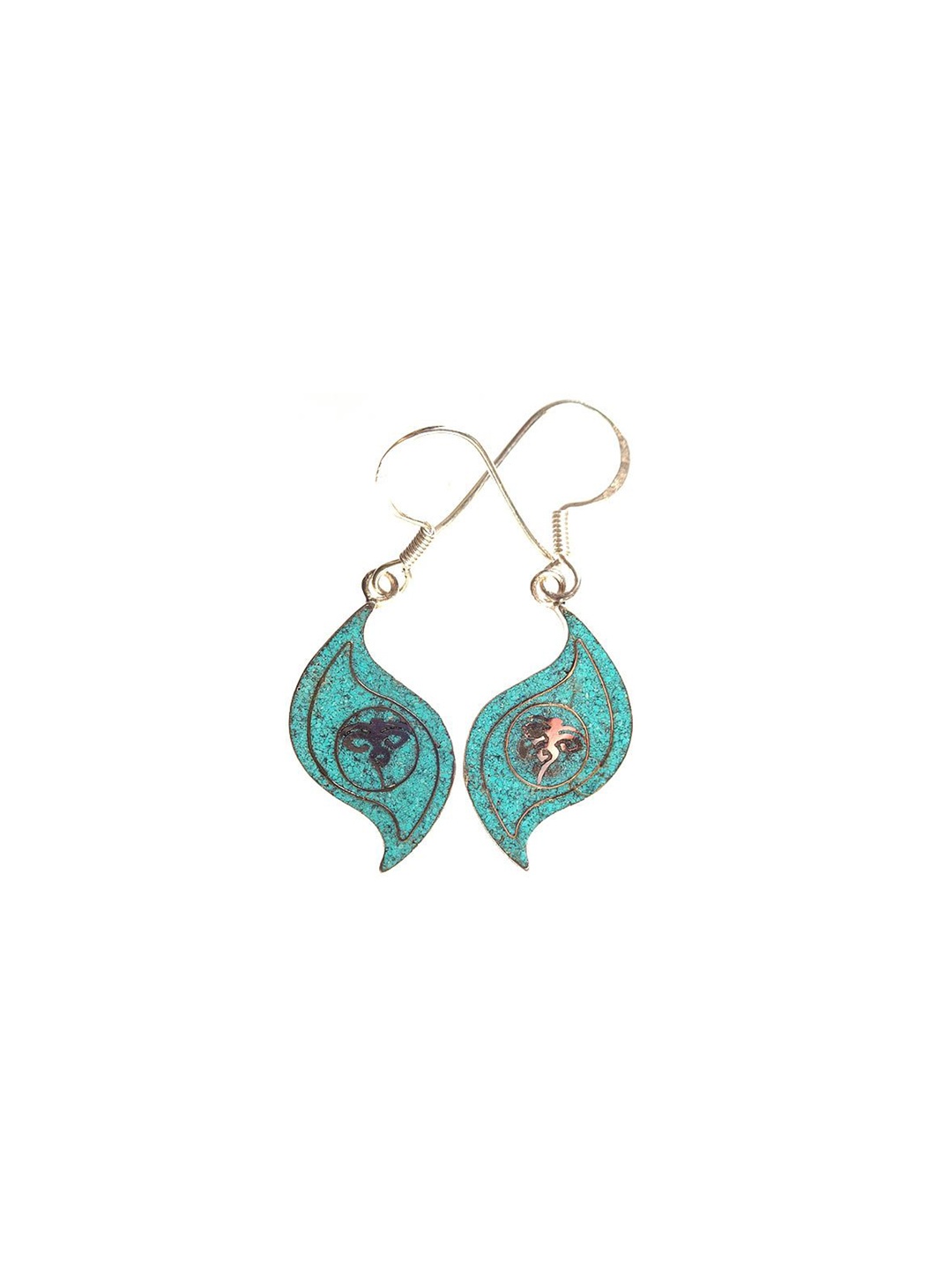 

Exotic India Leaf Shaped Ear Cuff Earrings, Turquoise blue