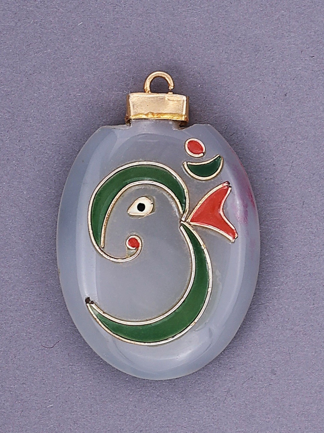 

Exotic India Om Agate Sterling Silver Pendant