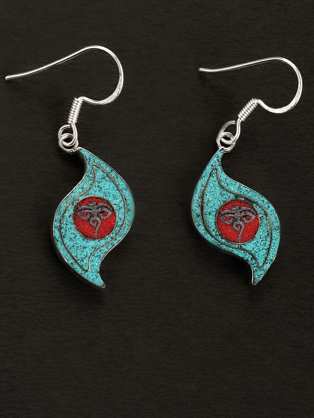 

Exotic India Swayambhunath Eyes Inlay Sterling Silver Earrings, Green