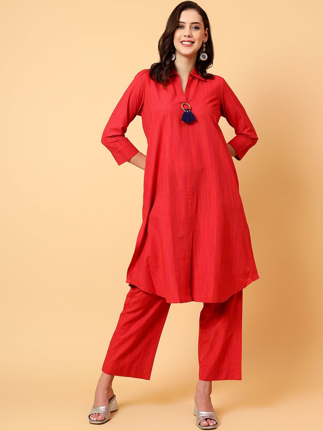 

Bani Women Tunic With Trousers Co-Ords, Red