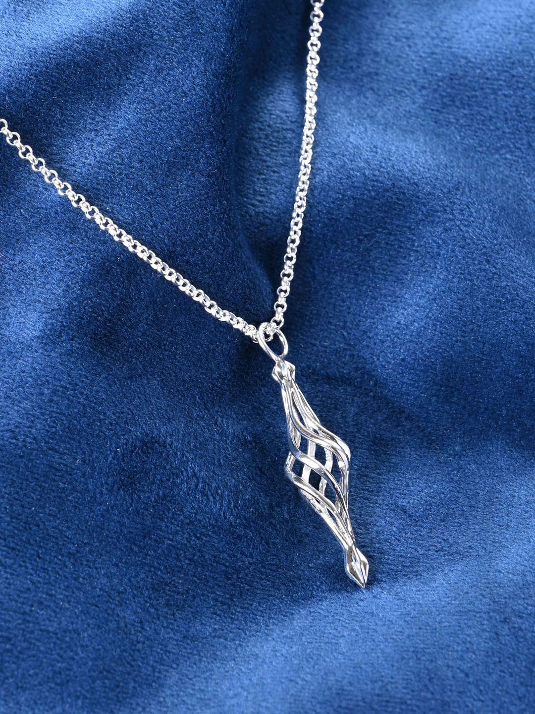 

Clara Men Rhodium-Plated 925 Sterling Silver Contemporary Pendant & Chain