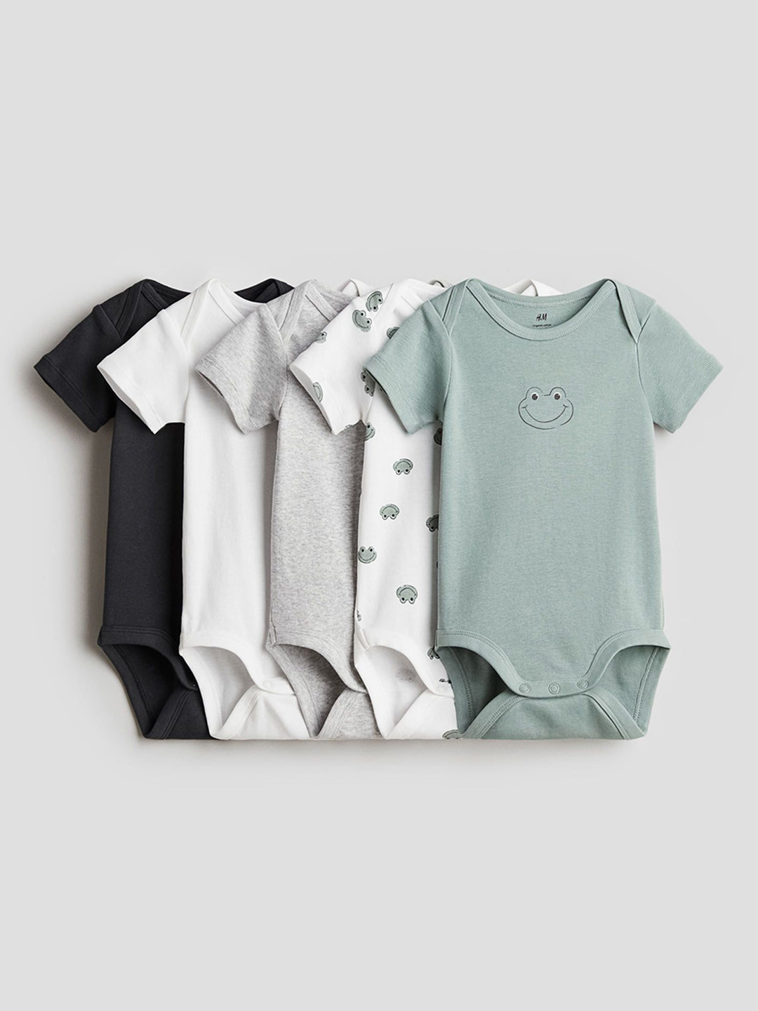 

H&M Boys 5-Pack Cotton Bodysuits, Green