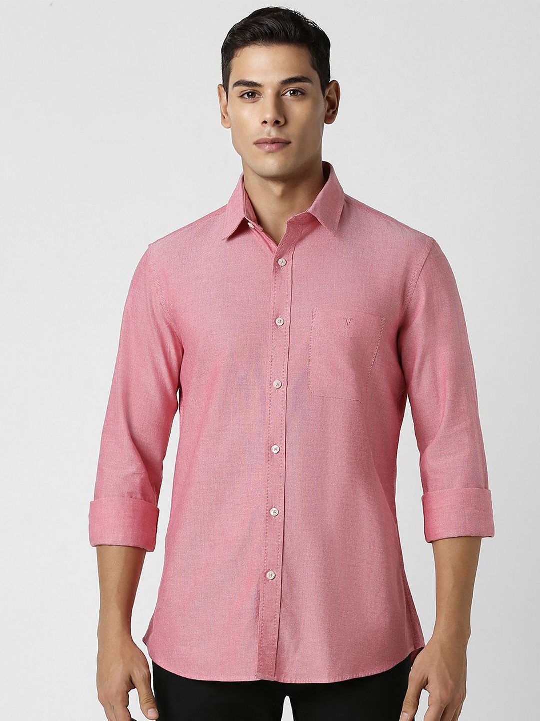

Van Heusen Sport Men Spread Collar Solid Cotton Slim Fit Casual Shirt, Pink