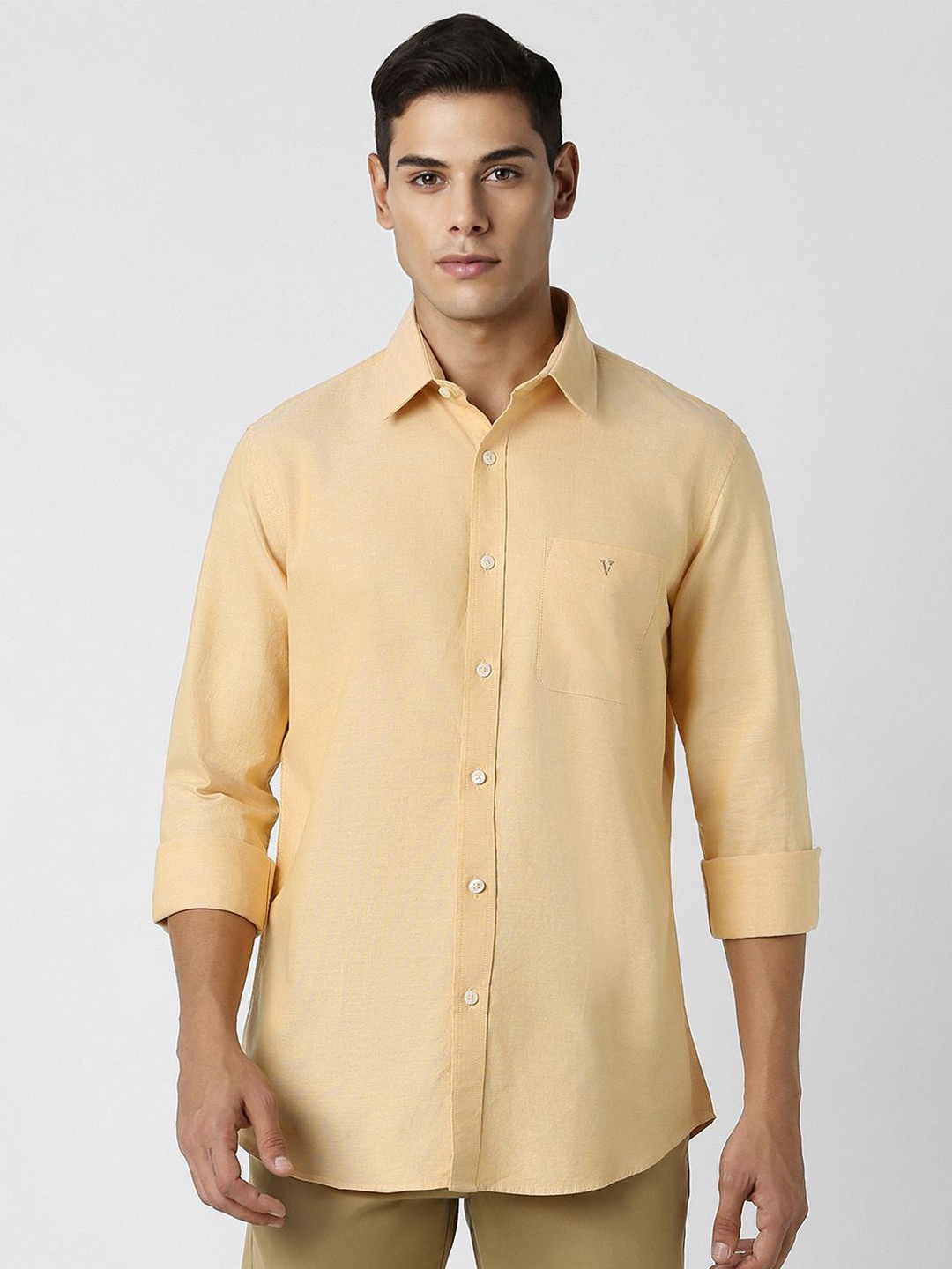 

Van Heusen Sport Men Spread Collar Solid Cotton Slim Fit Casual Shirt, Yellow
