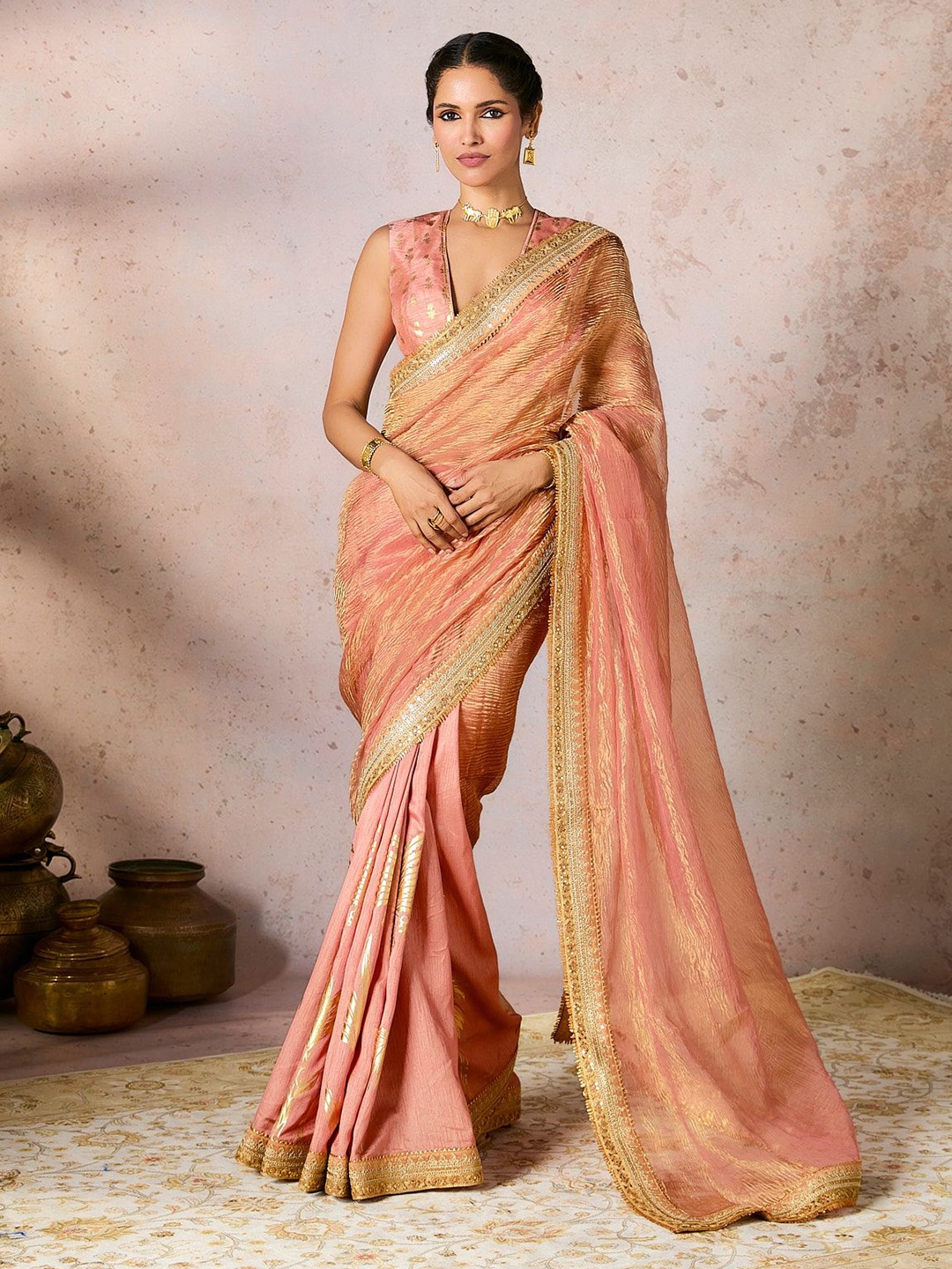 

Masaba Sequinned Saree, Peach