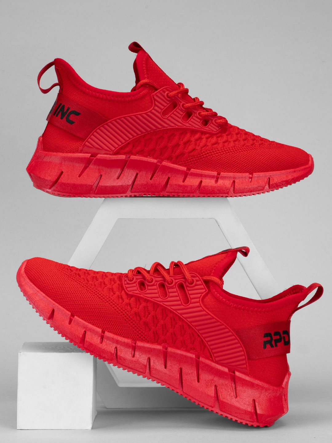 

RapidBox Men Casual Mid-Top Lace-Ups Sneakers, Red