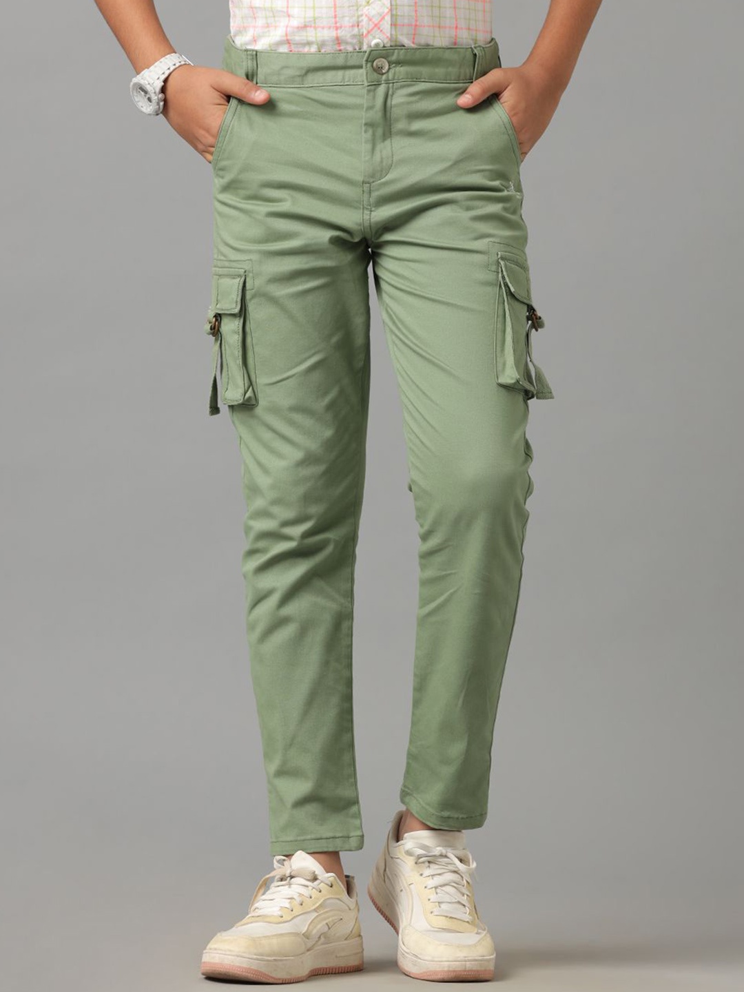 

UNDER FOURTEEN ONLY Boys Cargos Trousers, Green