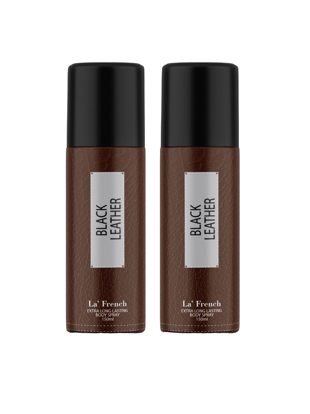 

La French Men Set Of 2 Black Leather Deodorant Body Spray-150ml Each, Brown