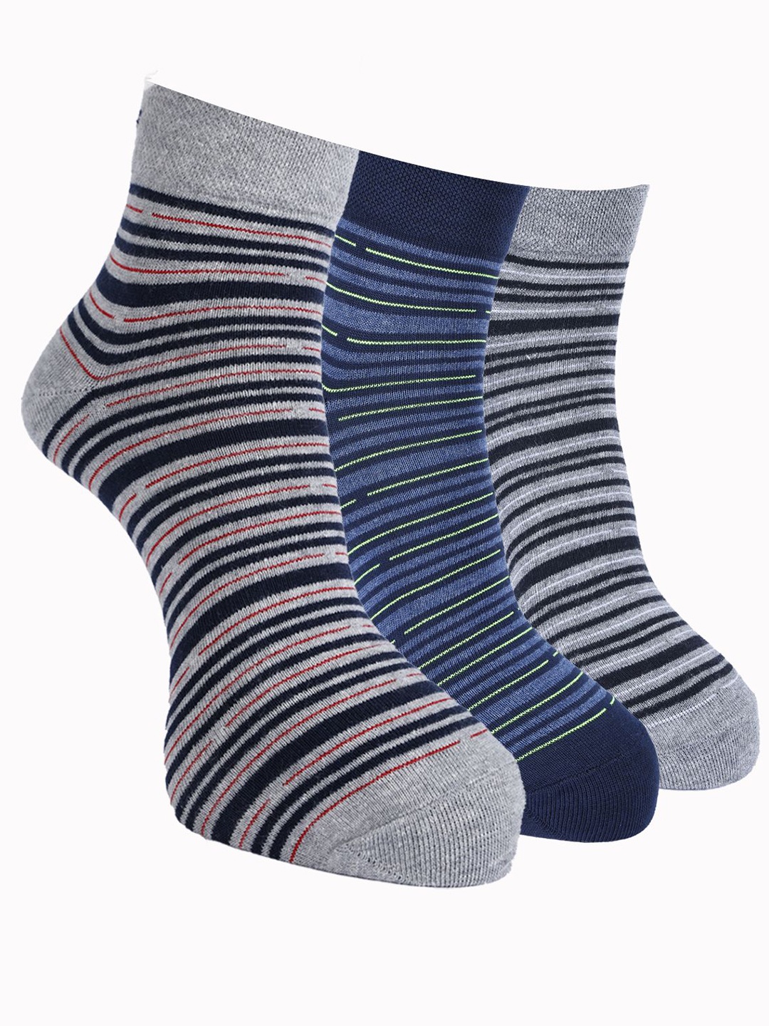 

Force NXT Men Pack Of 3 Striped Ankle-Length Socks, Blue