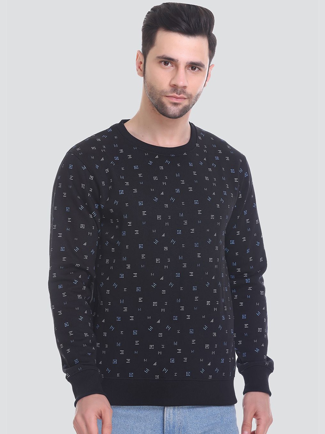 

Tuckinn Men Printed Round Neck Sweatshirt, Black