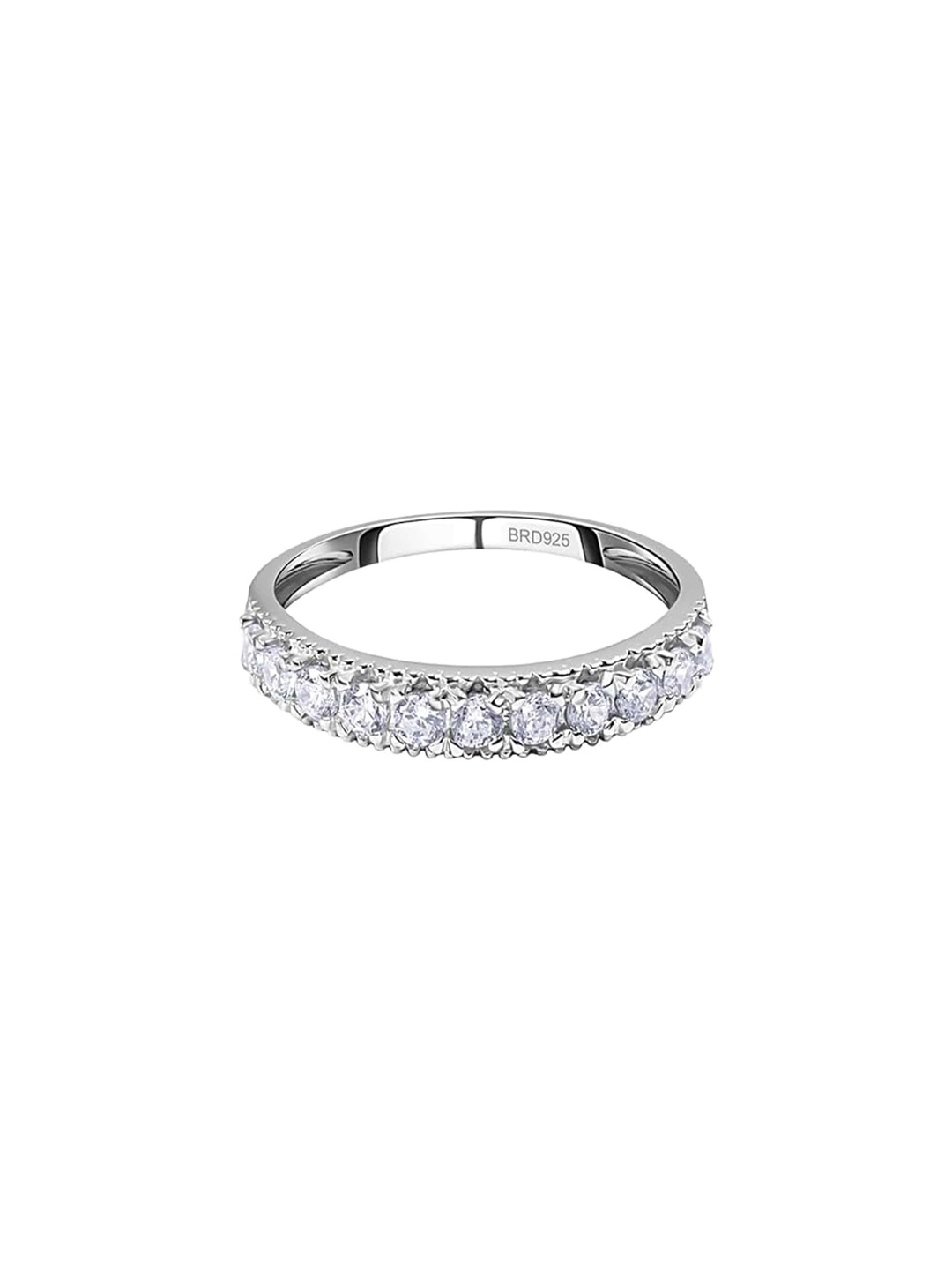 

BRD Rhodium Plated Cubic Zirconia Stone Studded Finger Ring, White