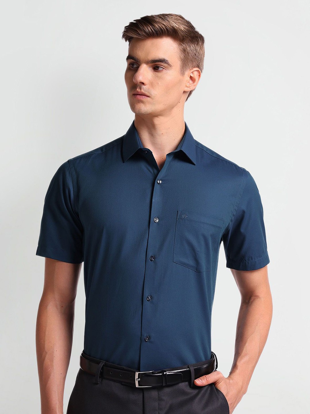 

Arrow Men Classic Fit Opaque Solid Pure Cotton Formal Shirt, Blue