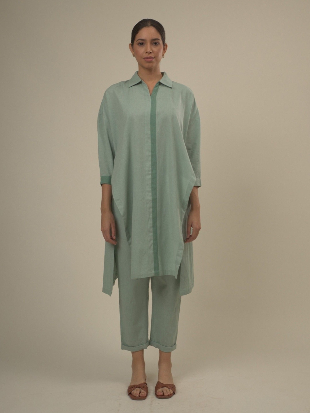 

Doodlage Shirt Collar Tunic, Green