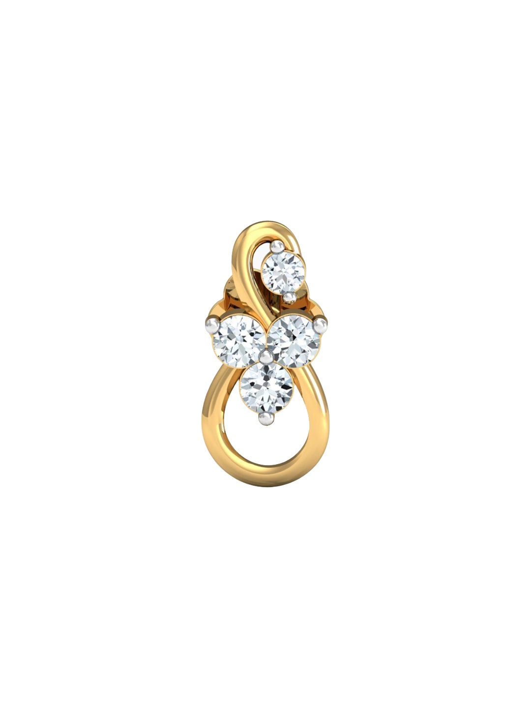 

KUBERBOX 14KT Gold Cookoo Motif Diamond Studded Nosepin-0.069