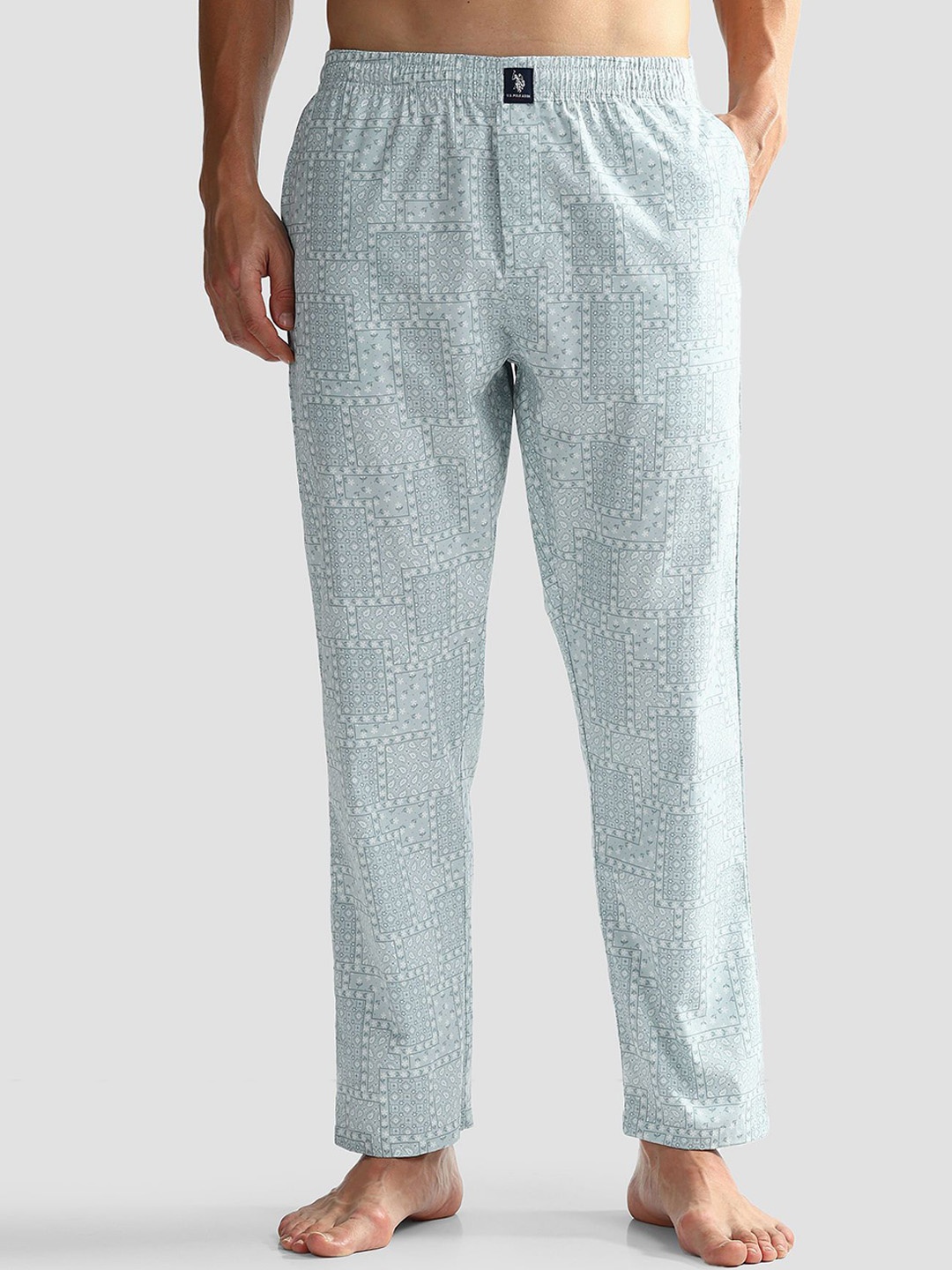 

U.S. Polo Assn. Men Printed Lightweight Pure Cotton OELP7 Lounge Pants, Blue