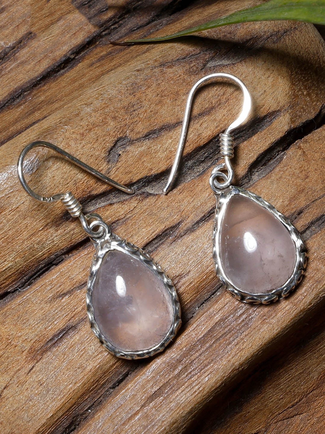 

Exotic India Teardrop Shaped Drop Earrings, Rose