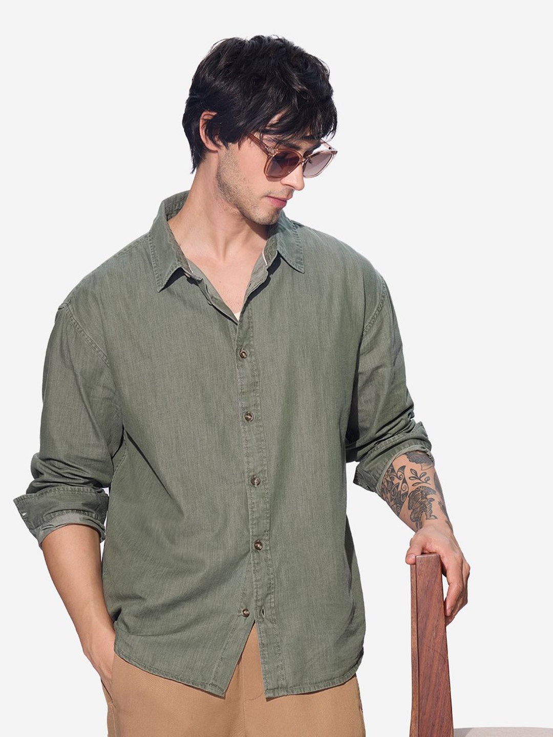 

The Souled Store Men Opaque Casual Shirt, Green