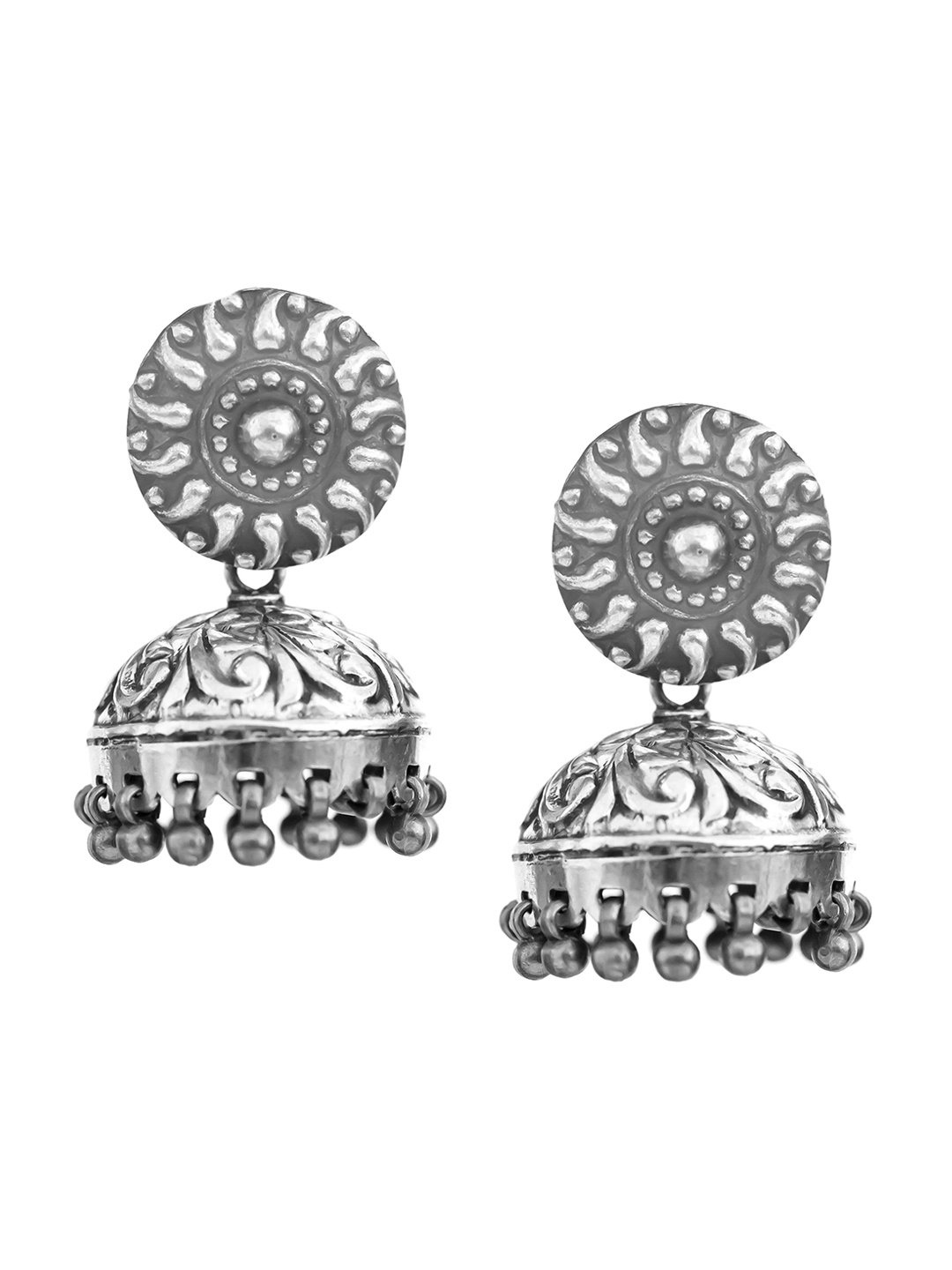 

Exotic India Sterling Silver Ethnic Jhumki Earrings